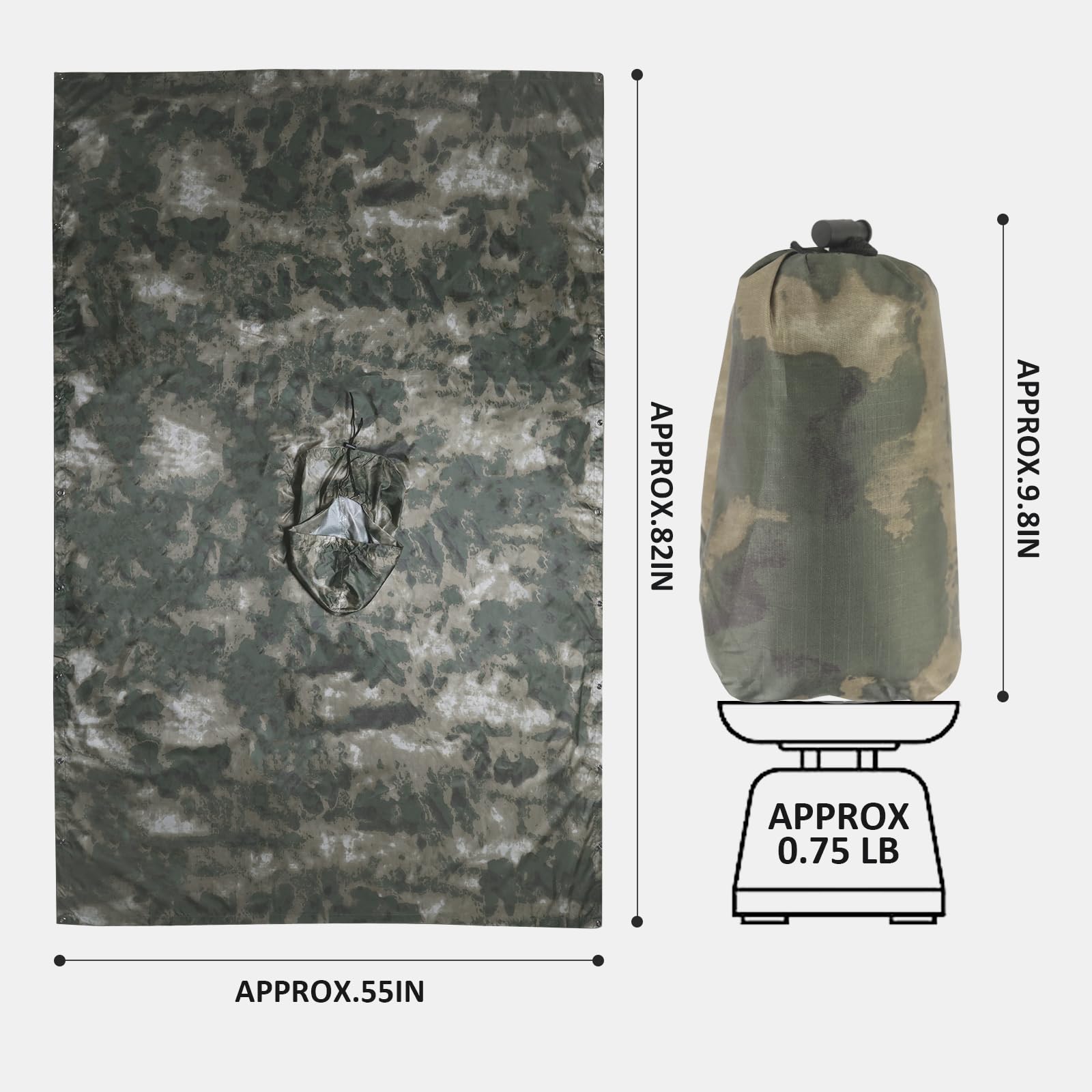 GRVCN poncho made from 210T ripstop for breathable comfort during outdoor use