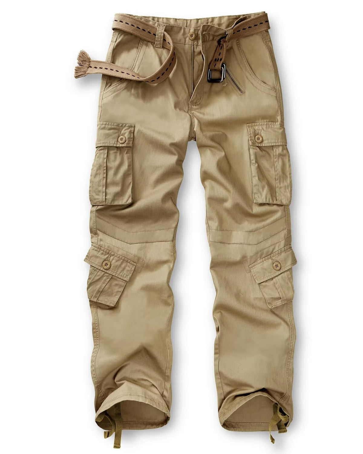 GSGGIG women's cargo pants front view in khaki highlighting versatile pockets for outdoor use