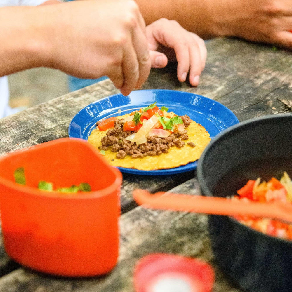 GSI Outdoors Bugaboo Camper 3L/2L pots with 9-inch fry pan for versatile outdoor cooking.