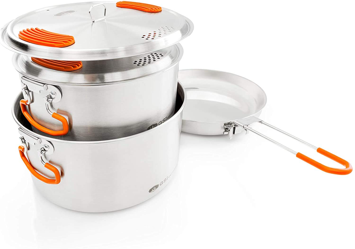 GSI Outdoors Glacier Base Camper strainer lids enable quick draining during meals.