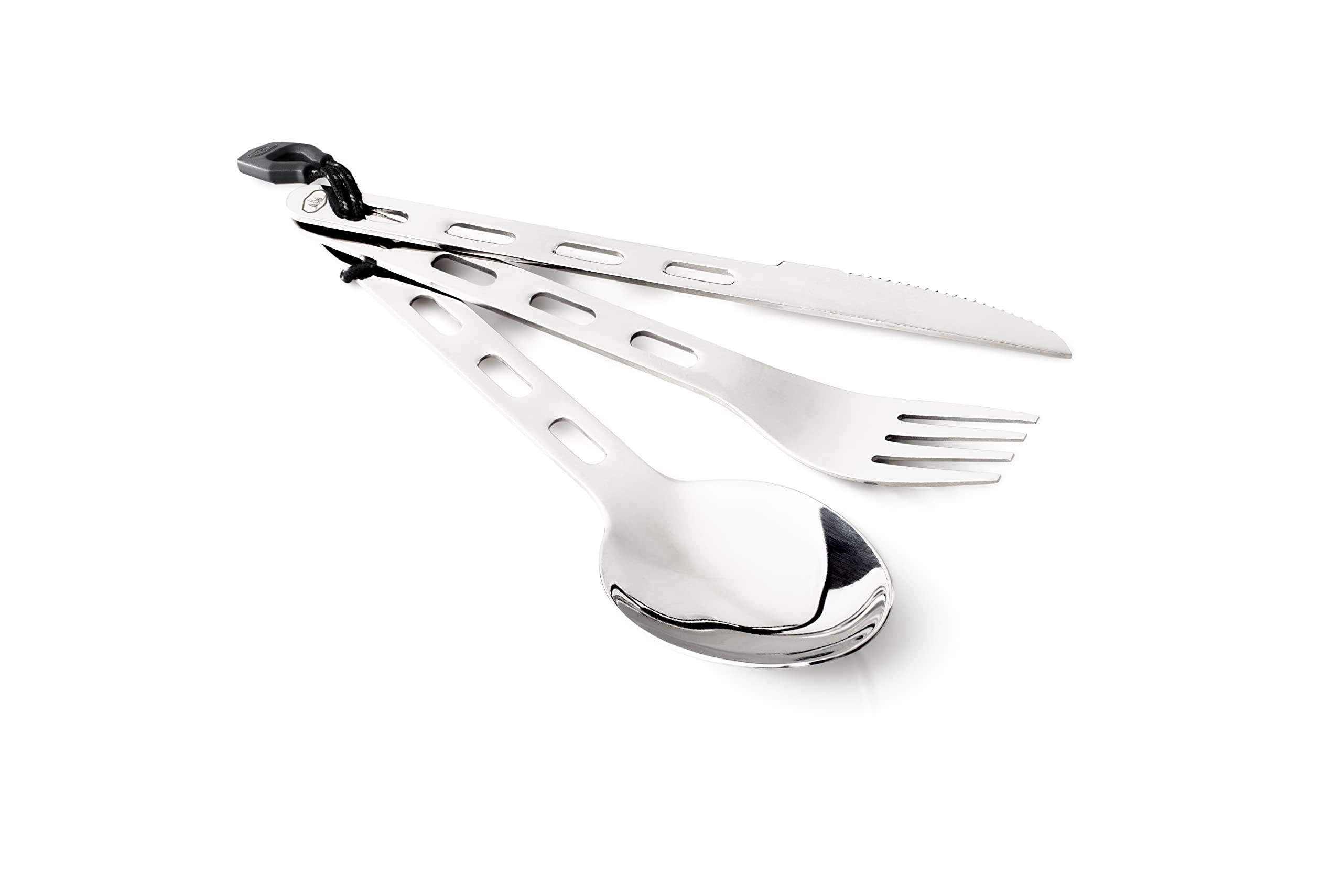 GSI Outdoors Glacier Stainless 3pc Ring Cutlery, compact for camping meals