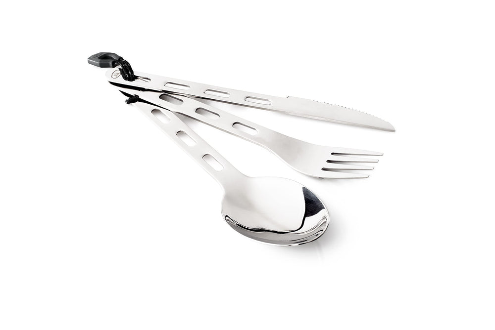 GSI Outdoors Glacier Stainless 3pc Ring Cutlery, compact for camping meals