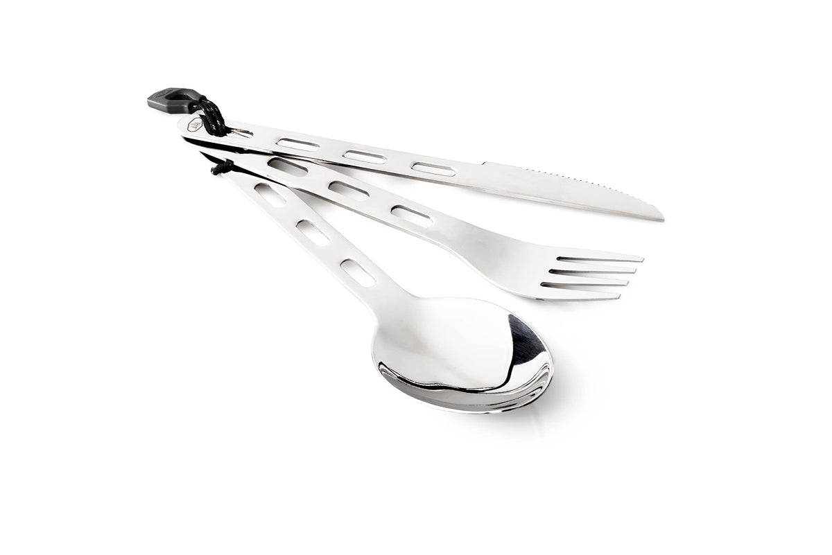 GSI Outdoors Glacier Stainless 3pc Ring Cutlery, compact for camping meals
