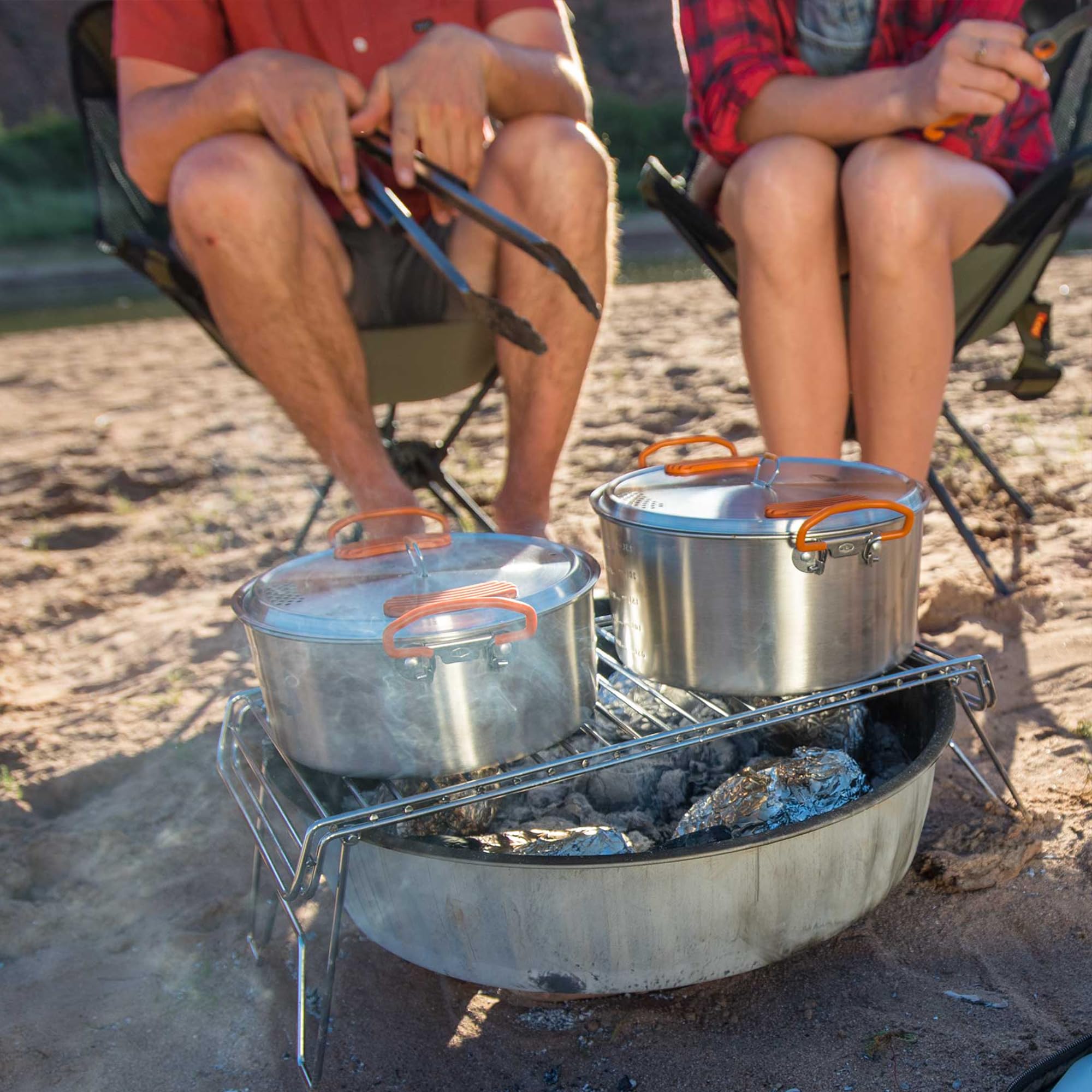 GSI Outdoors Glacier Stainless Camper 4P dining ware set supports four travelers