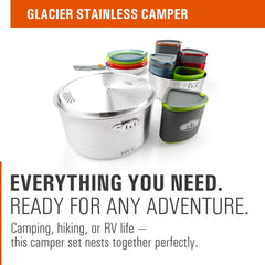 GSI Outdoors Glacier Stainless Camper 4P nesting design saves space in packs