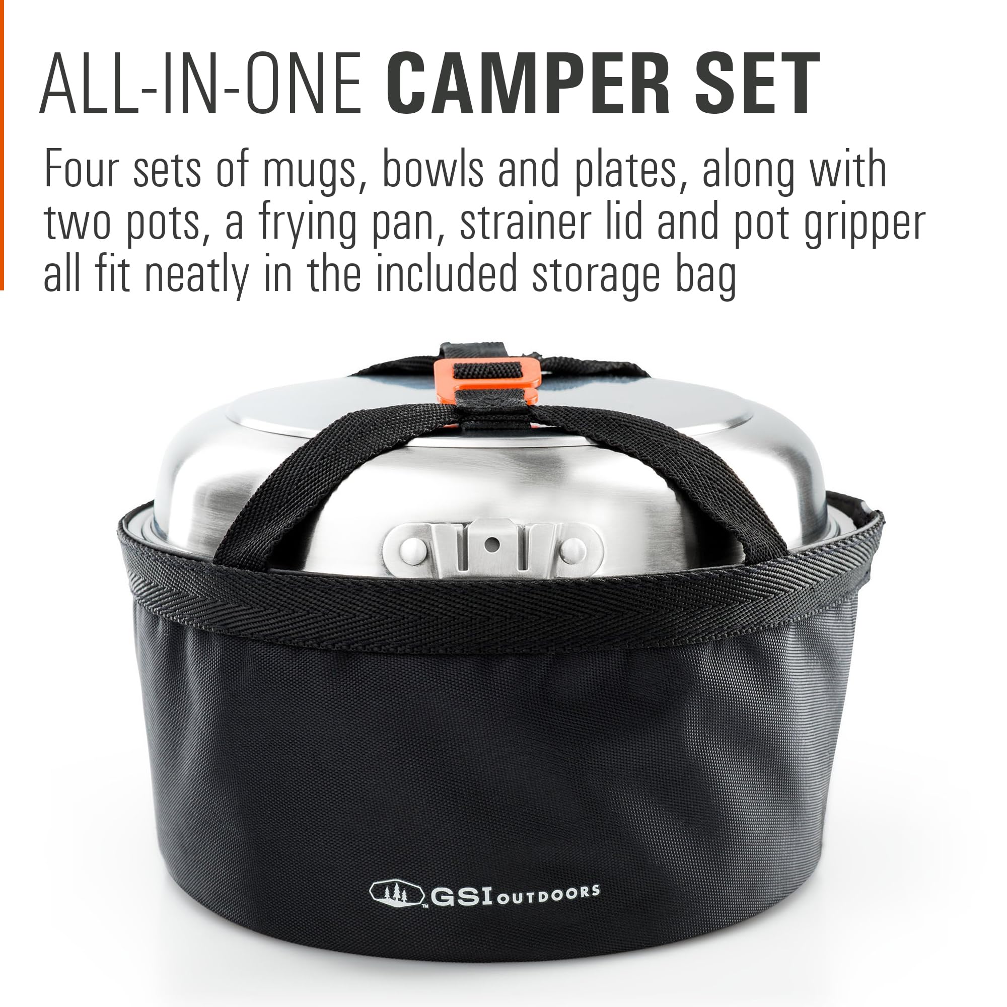 GSI Outdoors Glacier Stainless Camper 4P on stove demonstrates safe, even heat distribution