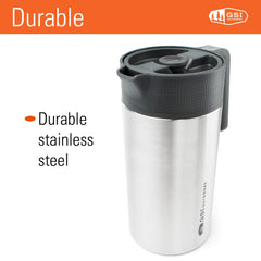 GSI Outdoors JavaPress 30oz durable Glacier Stainless body for outdoor use