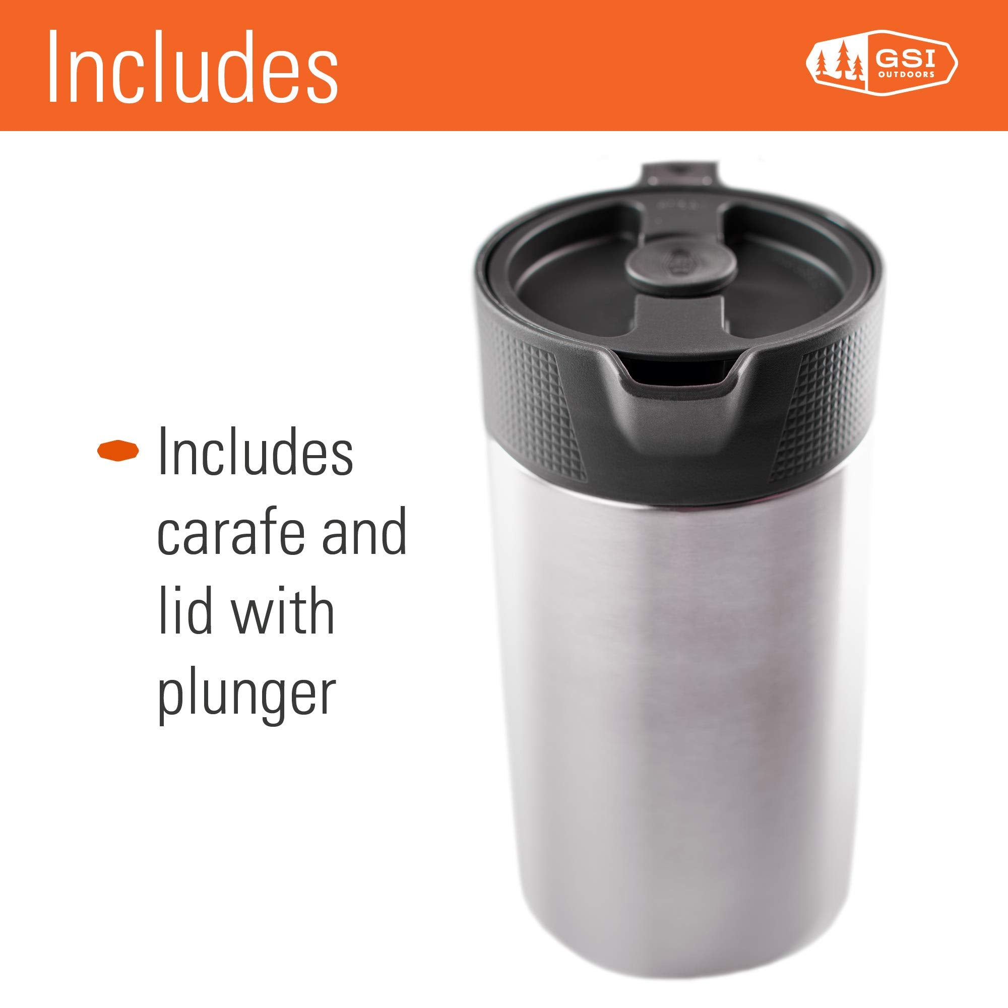 GSI Outdoors JavaPress 30oz molded handle for secure pressing and pouring