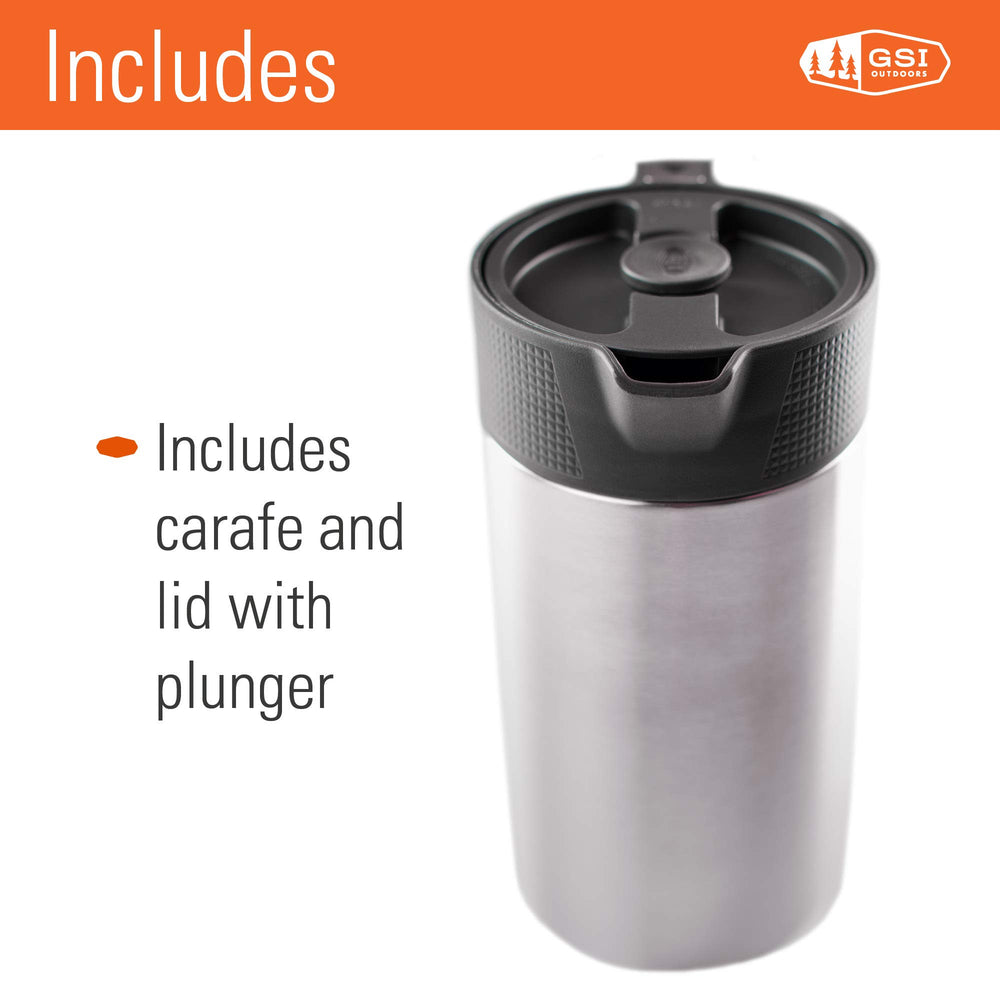 GSI Outdoors JavaPress 30oz molded handle for secure pressing and pouring