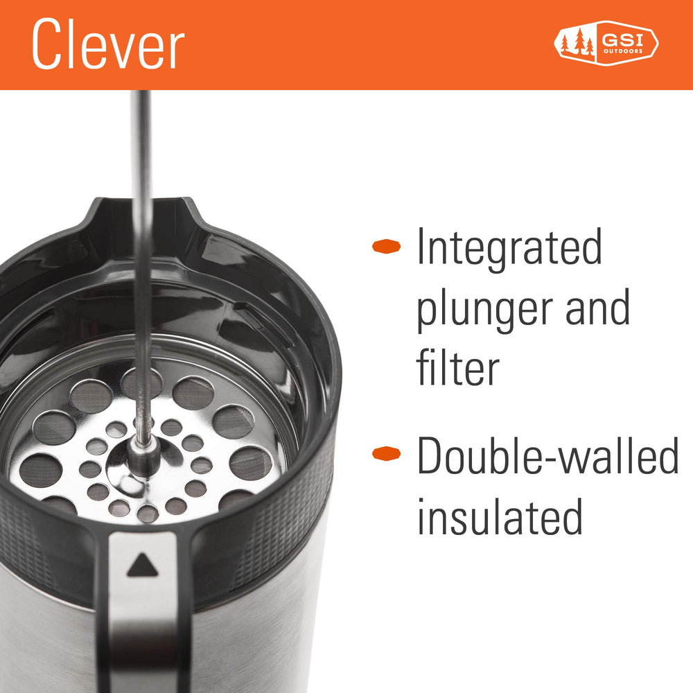 GSI Outdoors JavaPress 30oz pouring action with hot beverage in mind