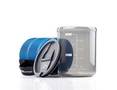 GSI Outdoors mug blue handle close-up, durable build ideal for rugged camping.