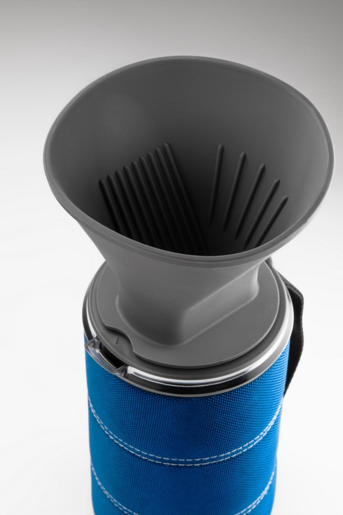 GSI Outdoors JavaDrip insulated-lid keeps coffee hot during use.
