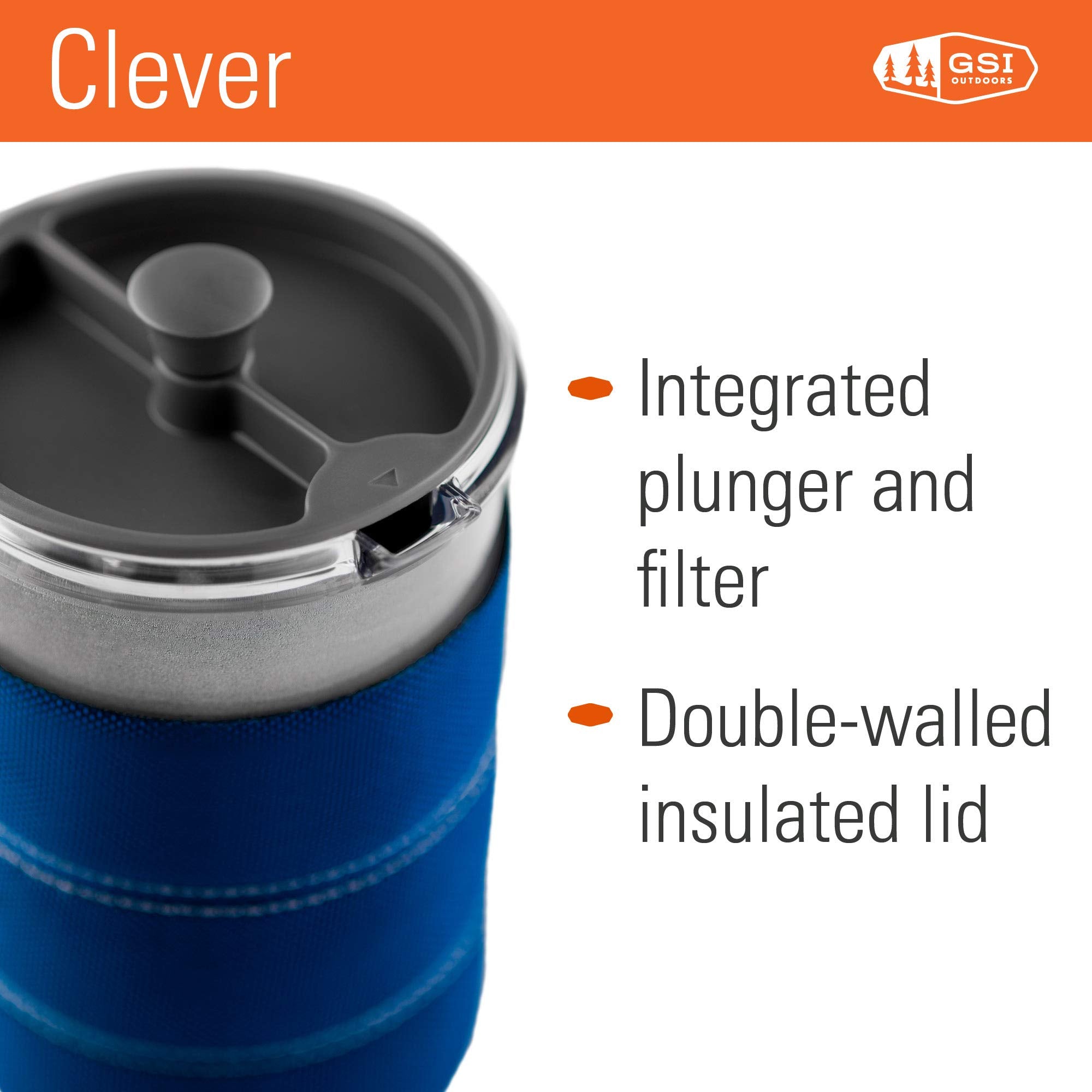GSI Outdoors JavaPress blue durable body supports rugged camping use