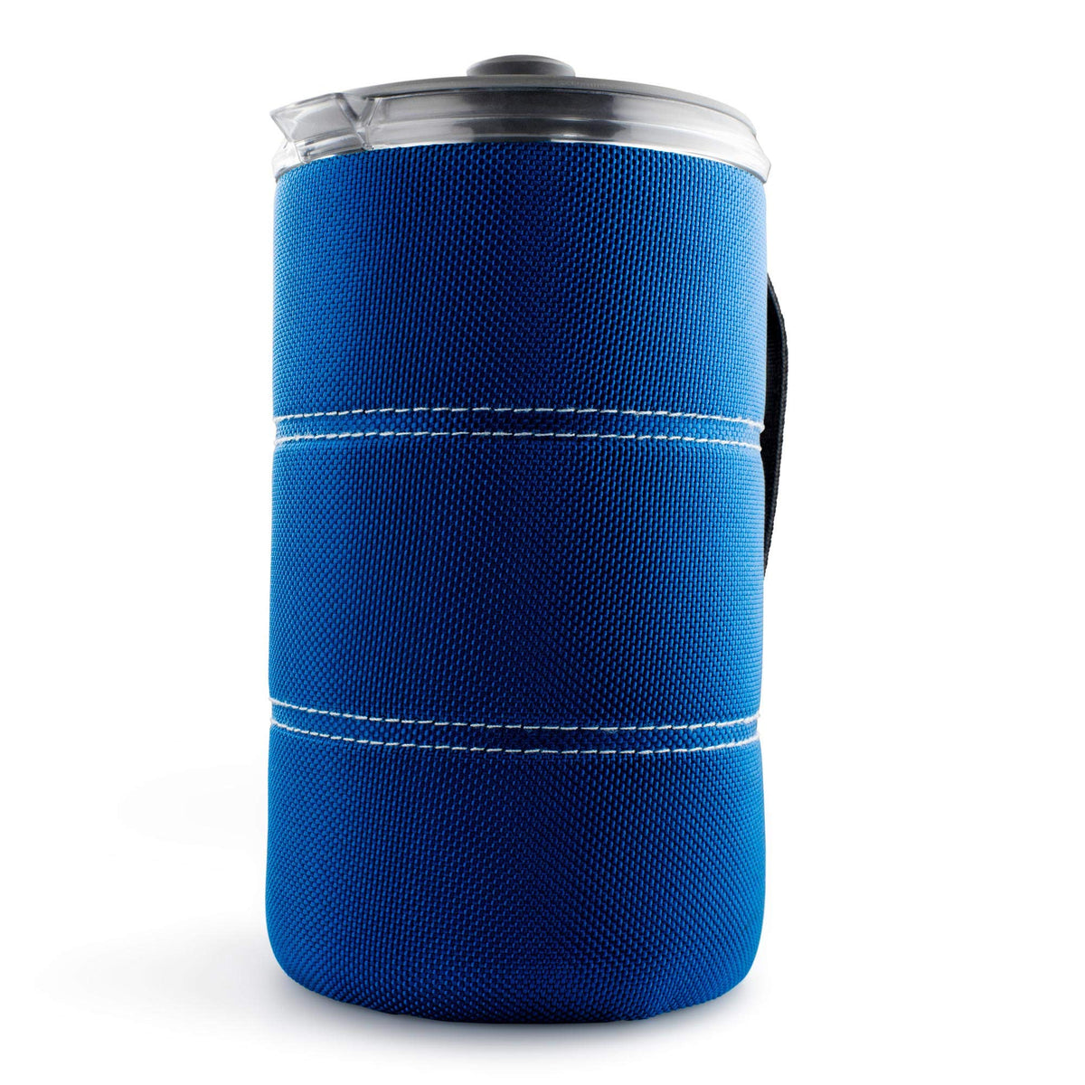 GSI Outdoors JavaPress 30oz blue pour demonstrates mess-free brewing on camping trips