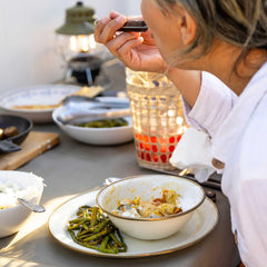 GSI Outdoors Mesa enamelware bronze rim detail adds elegance and durability