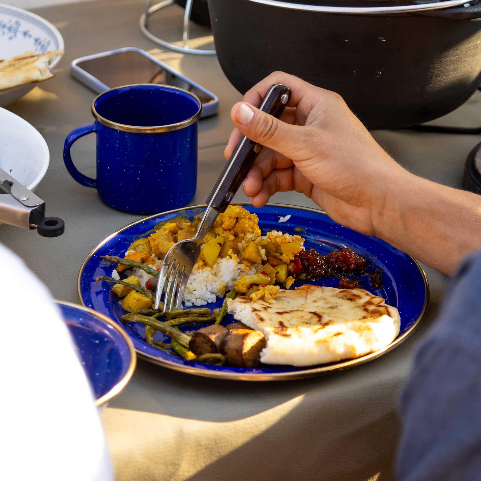 GSI Outdoors Mesa enamelware resists heat up to 1000F for versatile use