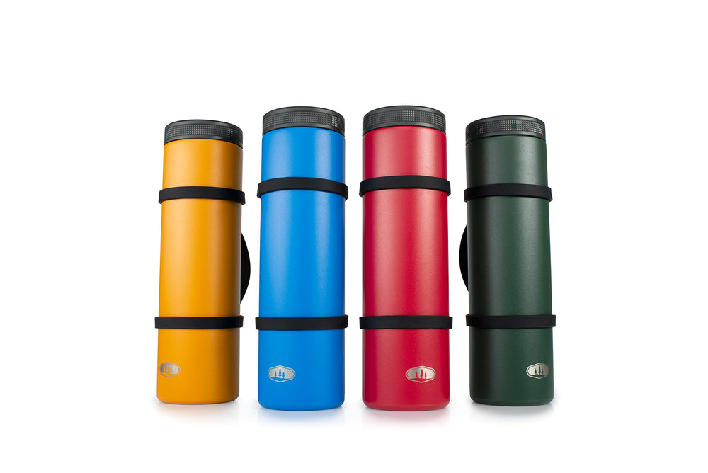 GSI Outdoors Stack 2-Can Cooler camping scene, portable cold beverages on site