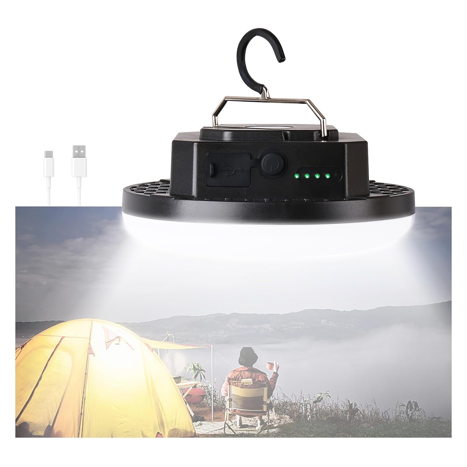 Gsvyaniv camping lantern with 10500mAh battery for long camping sessions.
