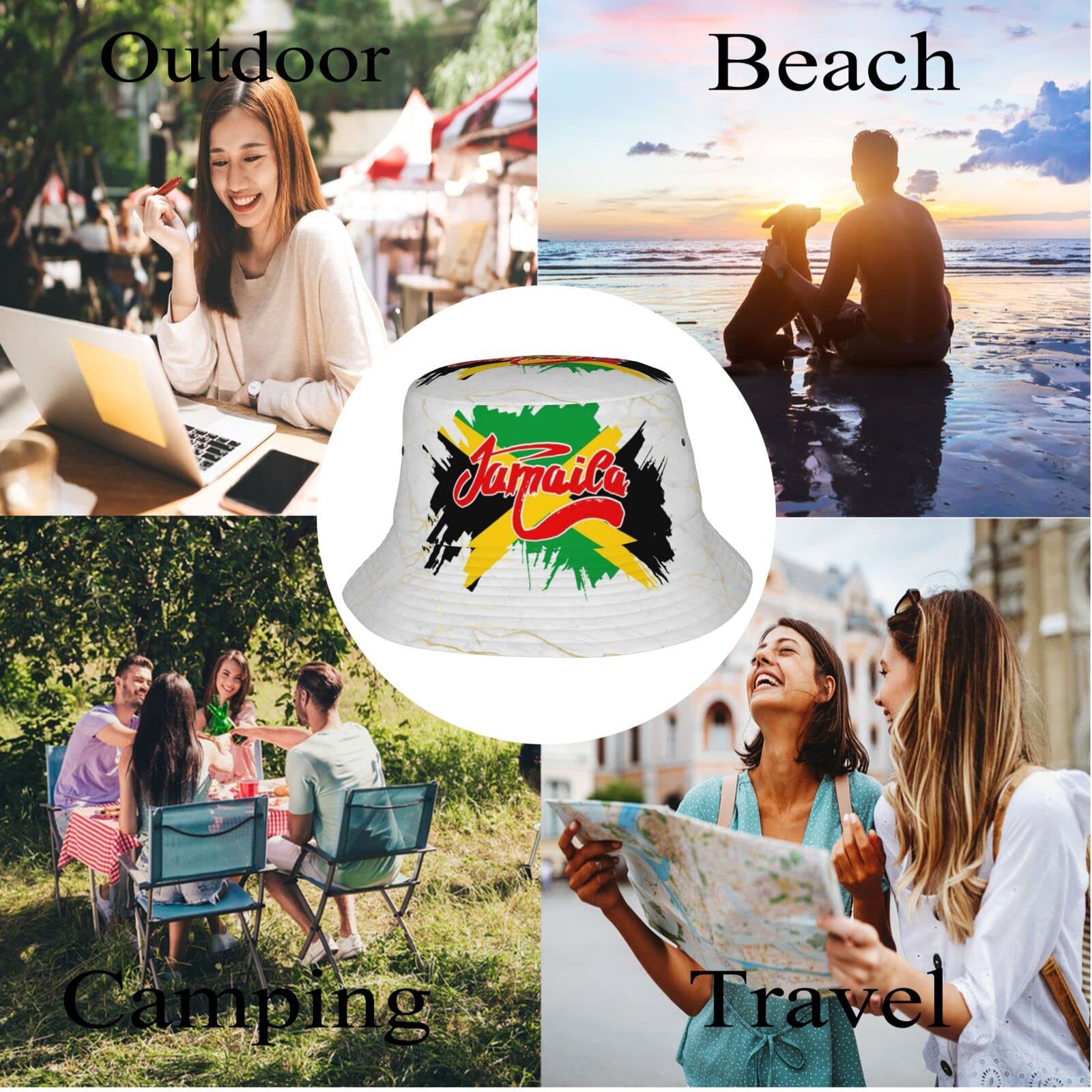 GTEVUTS Jamaica Flag Bucket Hat beach-ready sun shade and style