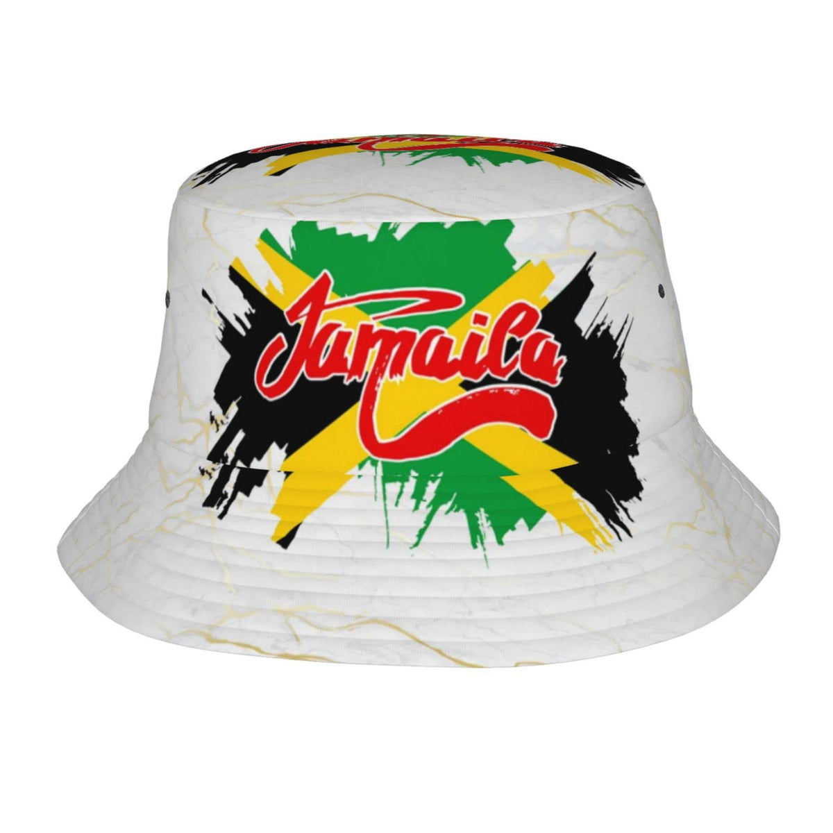 GTEVUTS Jamaica Flag Bucket Hat front view showing stylish sun protection