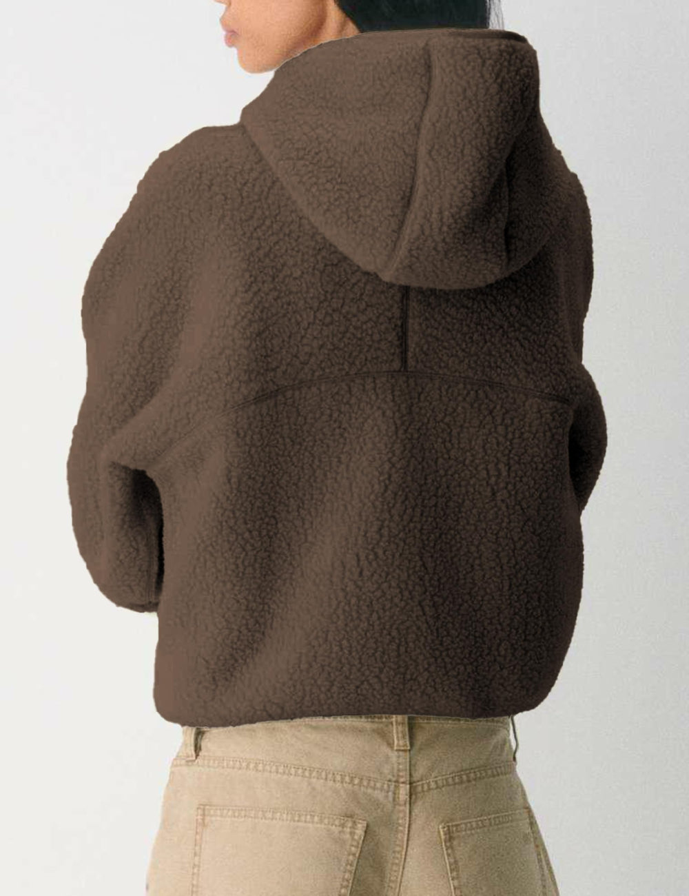 GTLIAE sherpa hood detail showcases cozy warmth during cool mornings