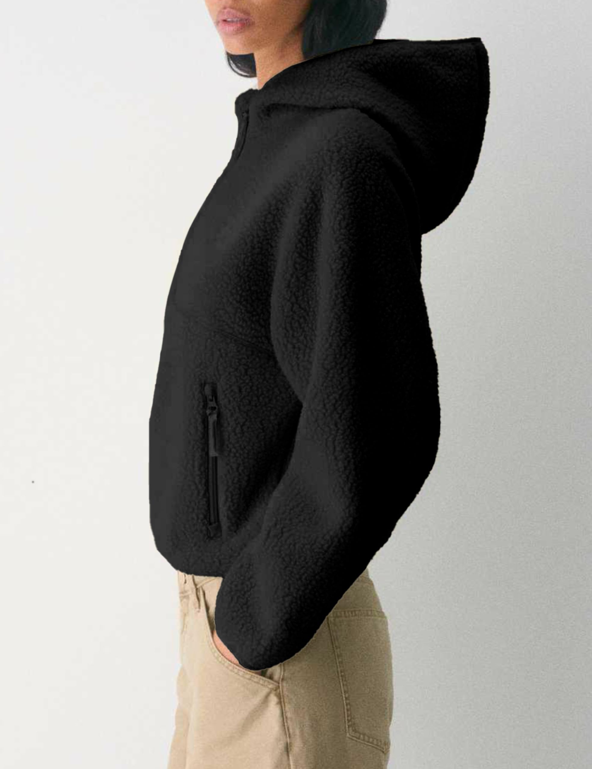 GTLIAE sherpa fleece hoodie with side pockets for secure everyday storage