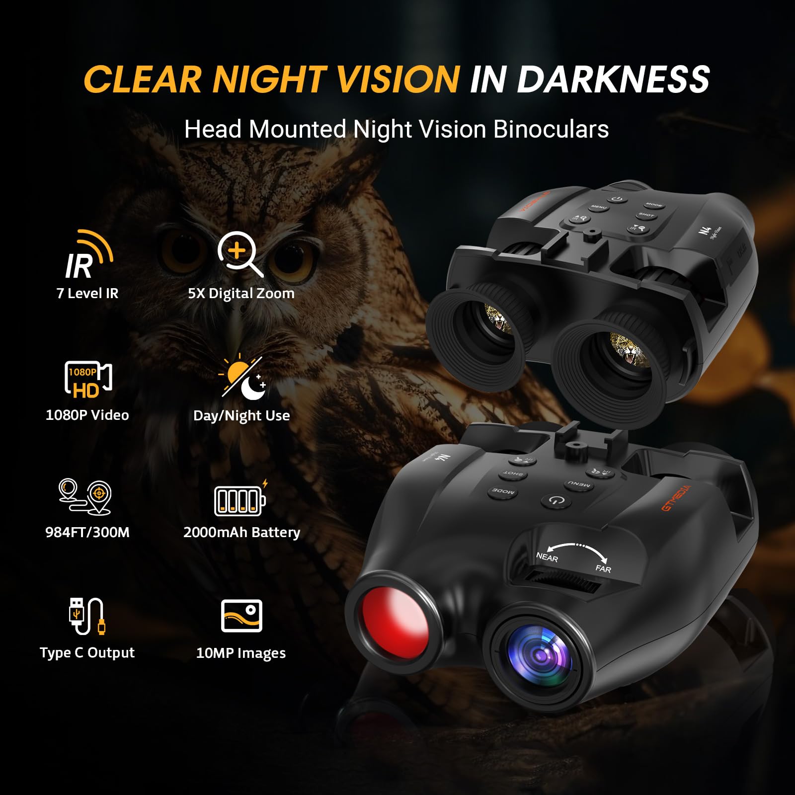 GTMEDIA night vision goggles include 32GB memory card for storage