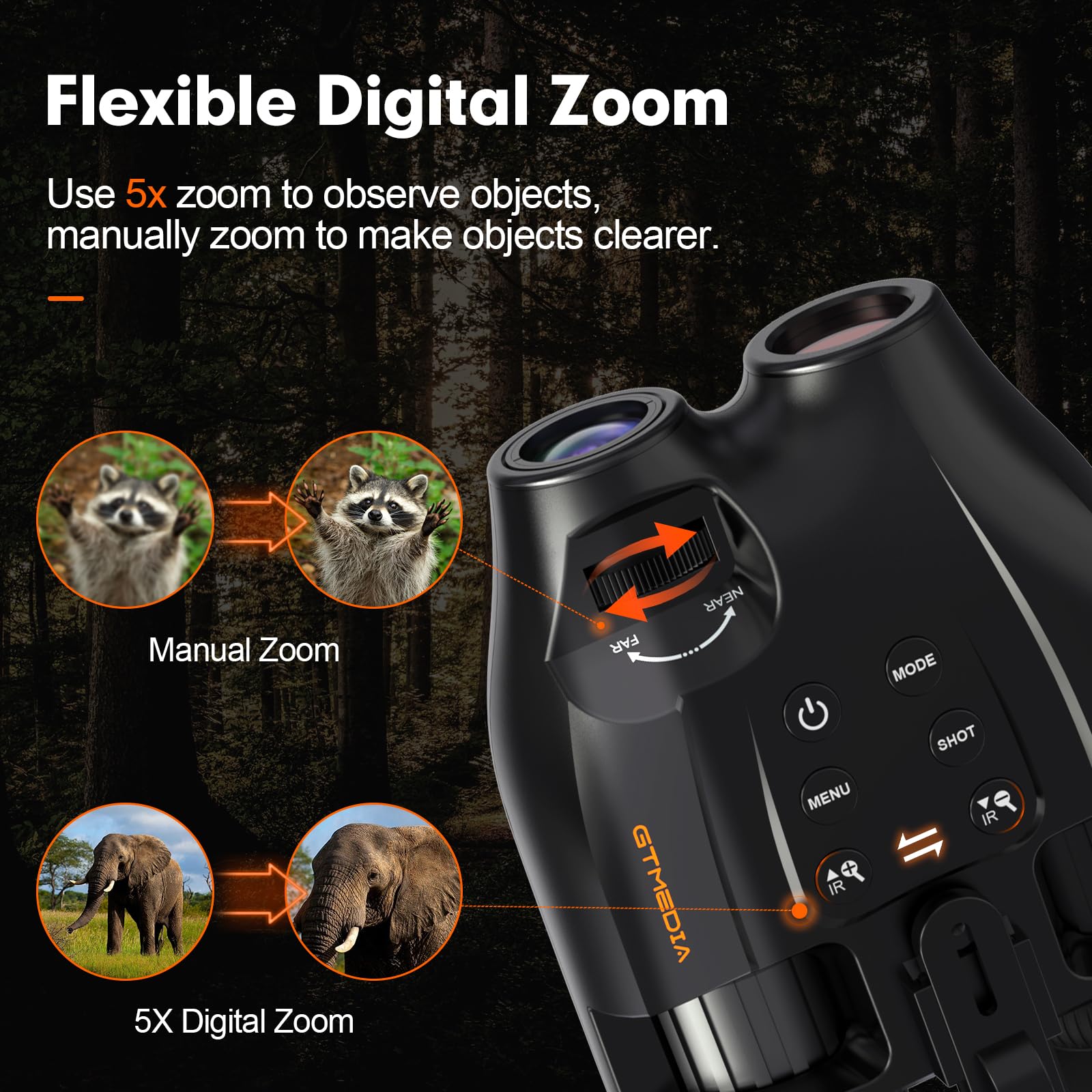 GTMEDIA night vision goggles 2000mAh battery supports long outdoor sessions