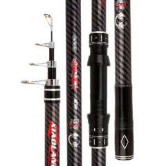 GTOFYU telescopic carbon rod in travel setup, easy packing and long casts.