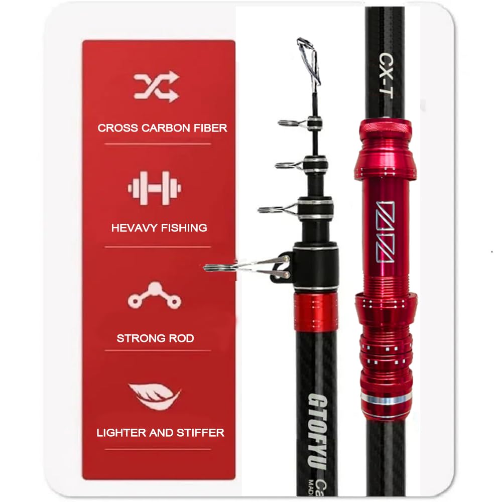 GTOFYU telescopic rod extended to full length for long casts.