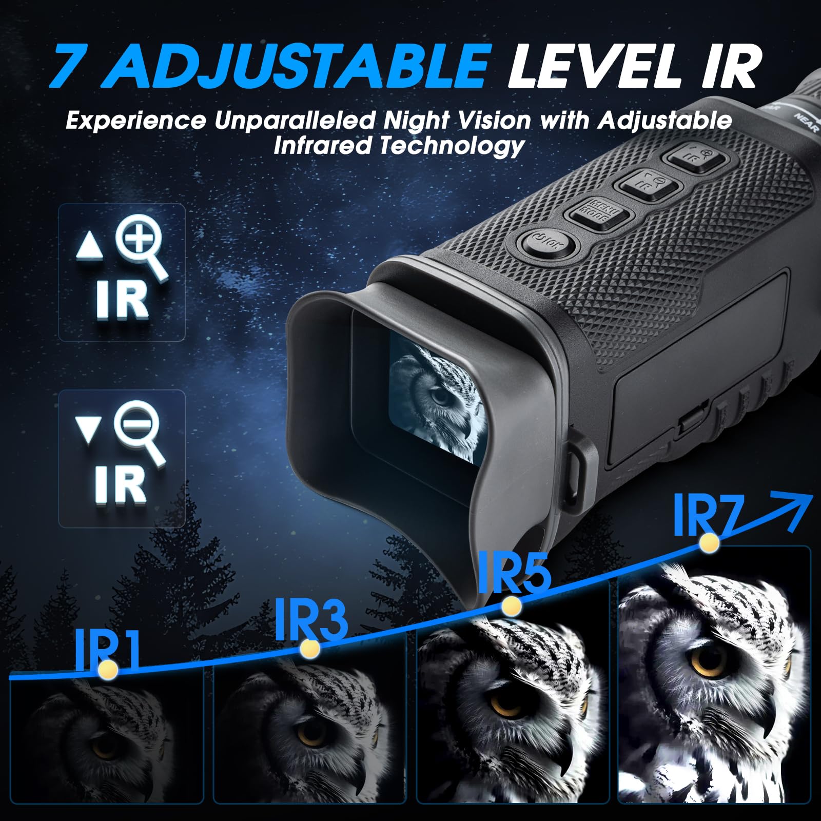 GUANIEE Night Vision Monocular with 850nm IR for clear night views.