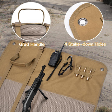 GUANIEE shooting mat bipod-holder keeps accessories within reach.