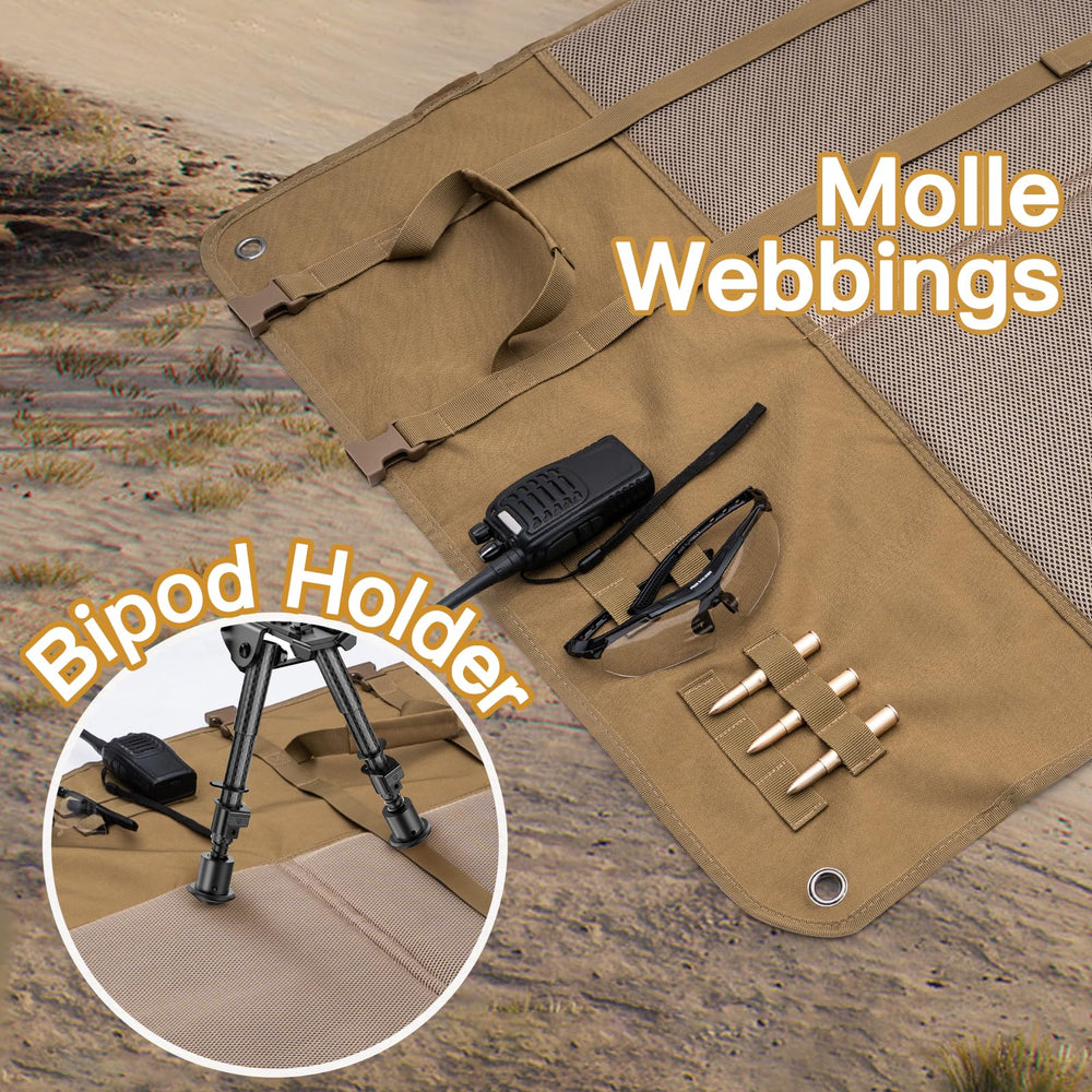 GUANIEE shooting mat MOLLE-webbing for secure gear organization.