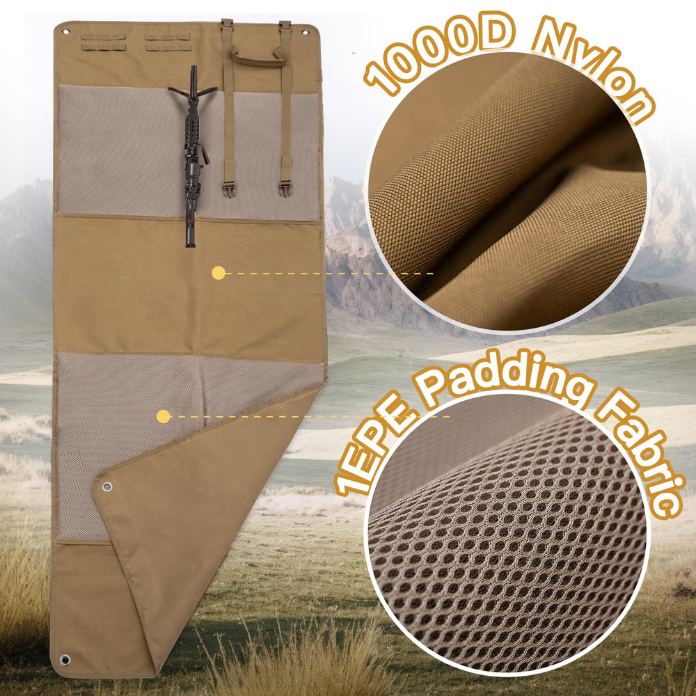 GUANIEE shooting mat rolled-up-compact design with strap for easy transport.