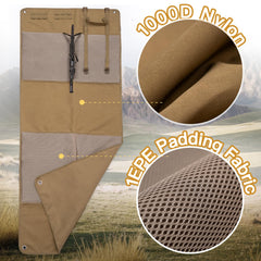 GUANIEE shooting mat rolled-up-compact design with strap for easy transport.