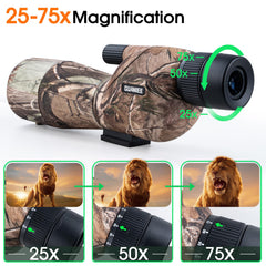 GUANIEE spotting scope 25-75x magnification lets you zoom in for target detail