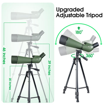 GUANIEE spotting scope adjustable tripod supports varied heights for versatile field use
