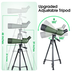 GUANIEE spotting scope adjustable tripod supports varied heights for versatile field use