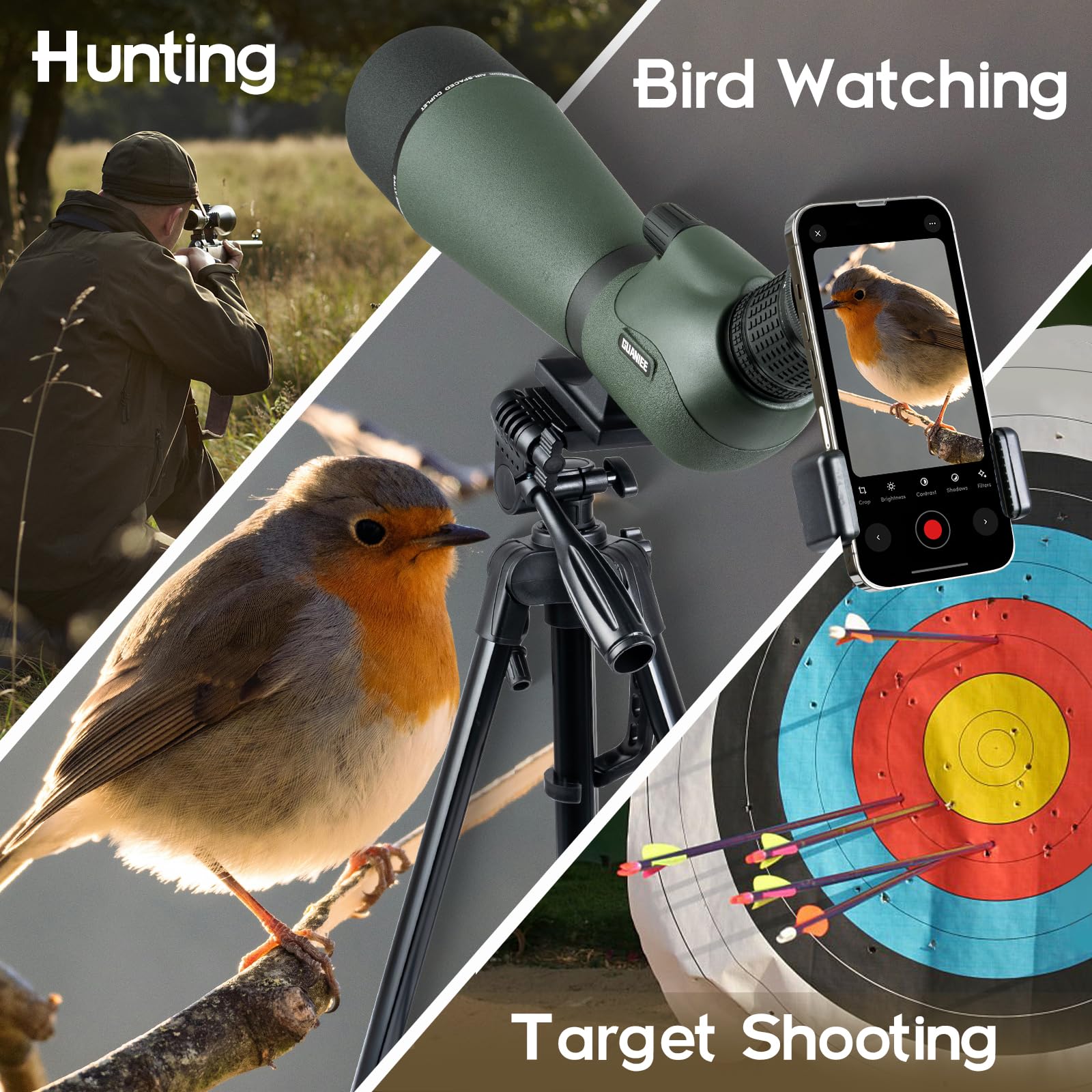 GUANIEE spotting scope waterproof and fogproof for all-weather observation