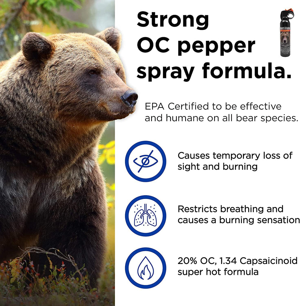Guard Alaska bear spray effective on all bear species, showcased in a field-ready test.