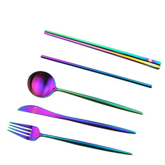 Gugrida 18/10 stainless steel rainbow finish close-up showing durability