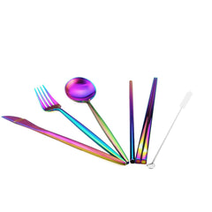 Gugrida 7-piece flatware set laid out with full components for easy selection