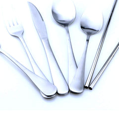 Gugrida frosted matte flatware with smooth edges for safe dining.