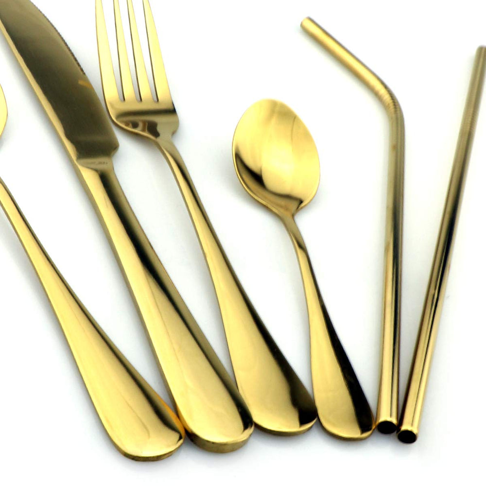 Gugrida Gold flatware set with versatile dining tools for everyday meals.