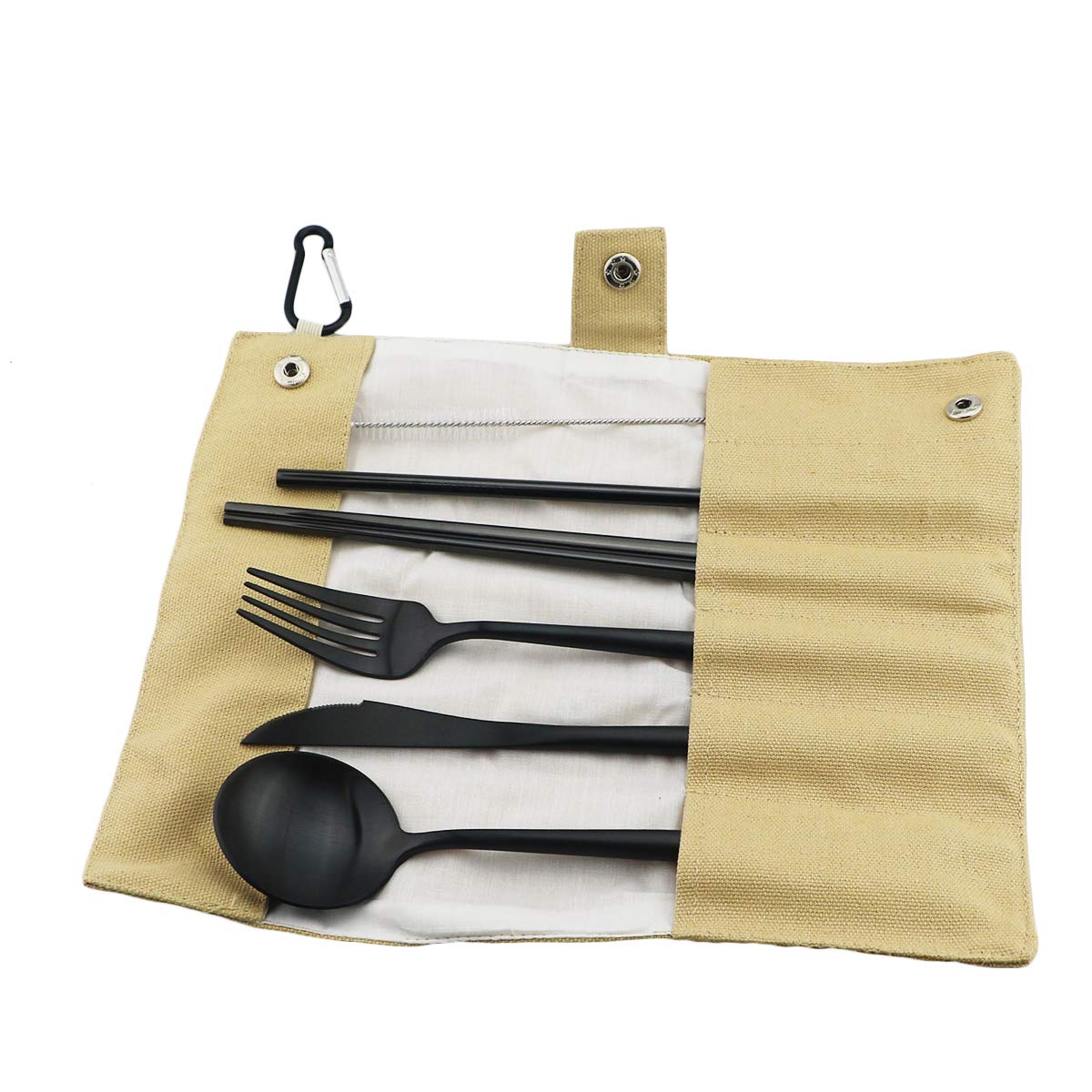 Close-up of Gugrida flatware handle showing ergonomic grip and matte finish.