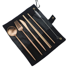 Gugrida luxury rose gold matte flatware set highlights premium finish for daily use.