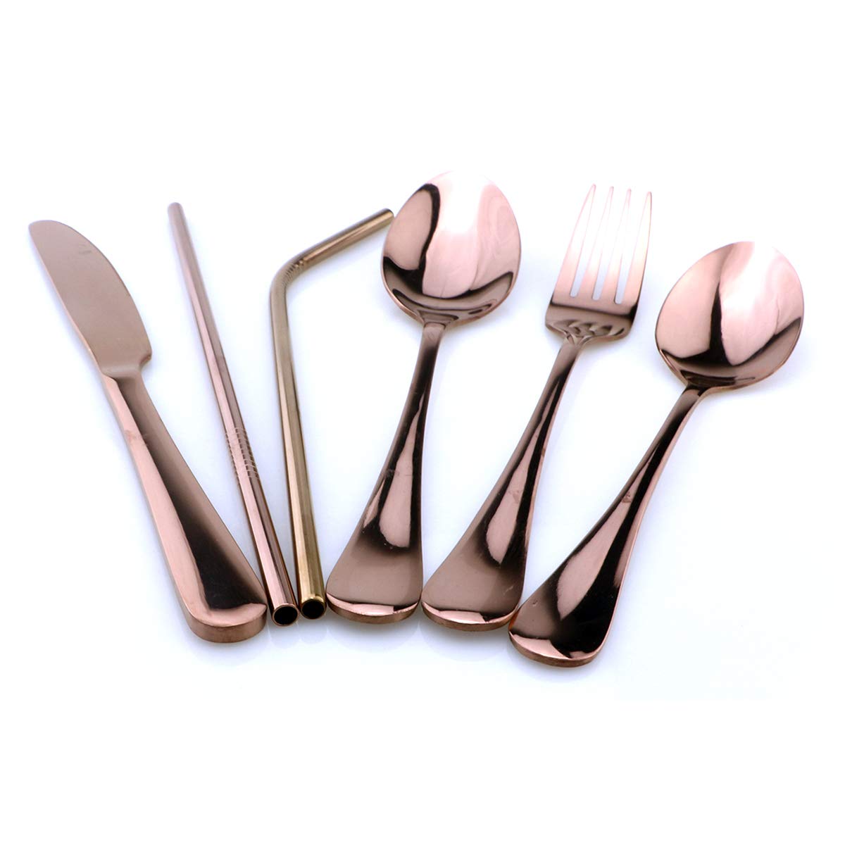 Gugrida rose gold bent straw for easy sipping on the move.