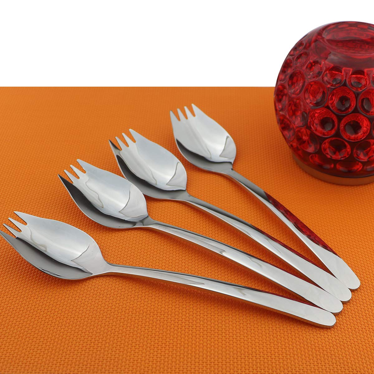 Gugrida multi-use spork suitable for noodles, fruit, and dessert.