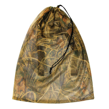 GUGULUZA mesh bag with wide shoulder straps distributes weight for comfortable carrying.