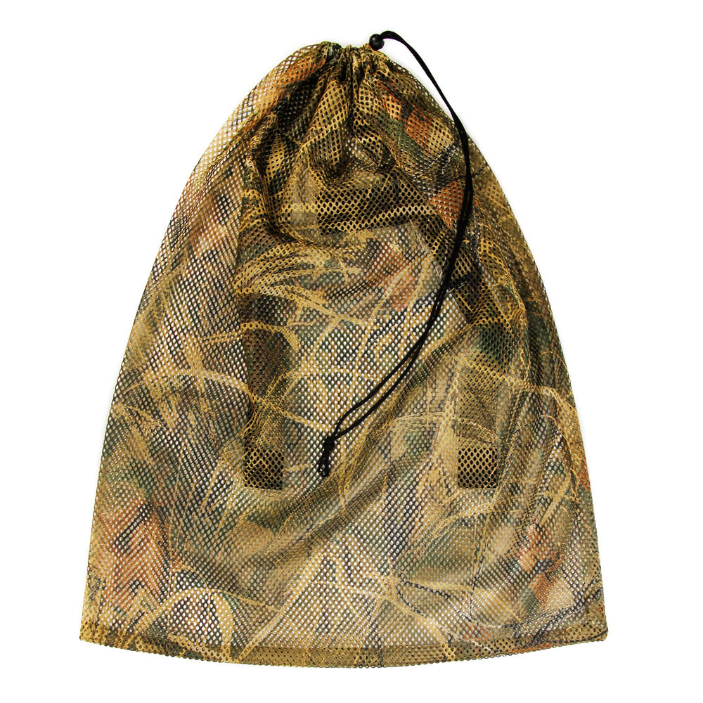 GUGULUZA mesh bag with wide shoulder straps distributes weight for comfortable carrying.
